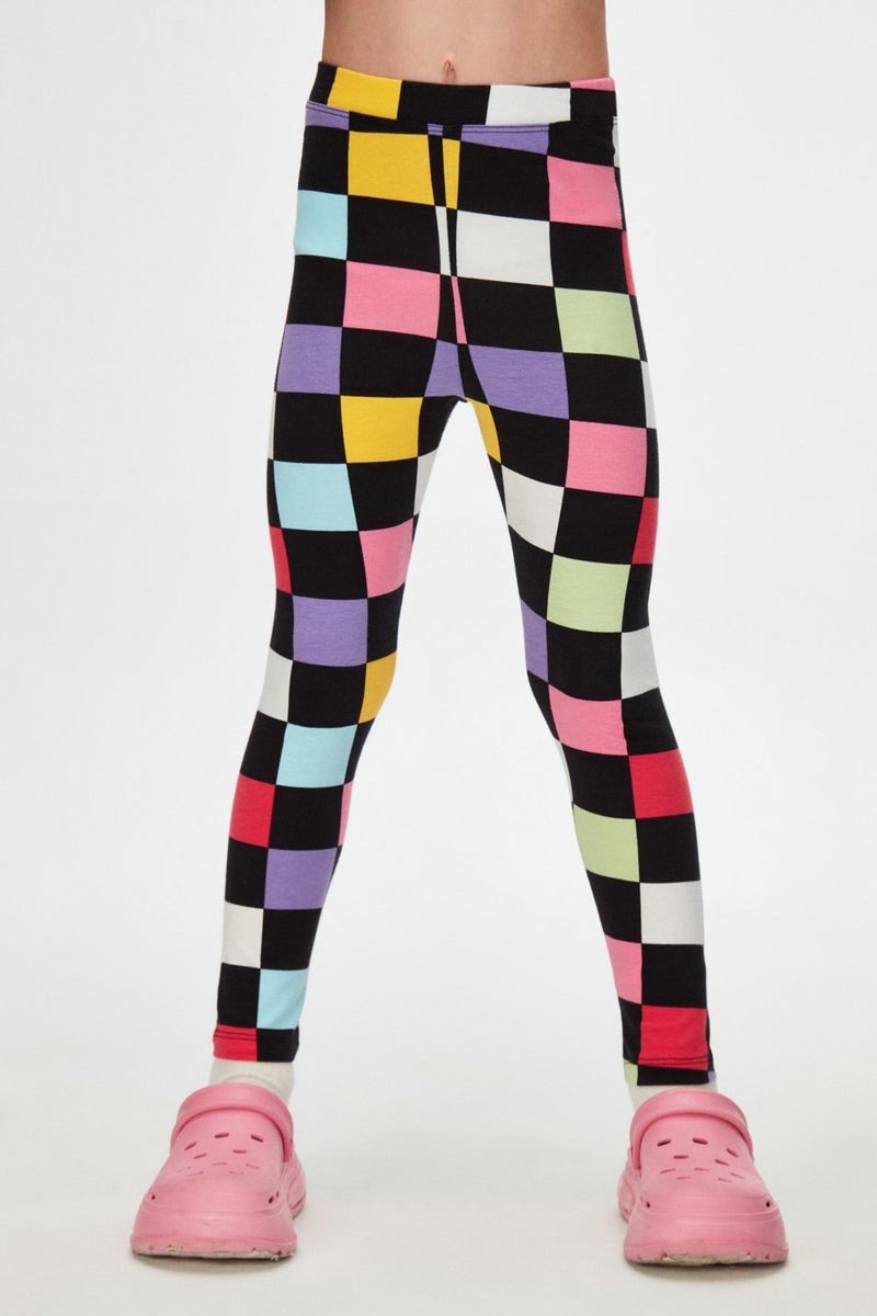 Op Art Chechers Girls Patterned Summer Leggings