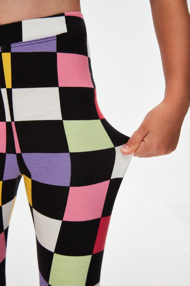 Op Art Chechers Girls Patterned Summer Leggings