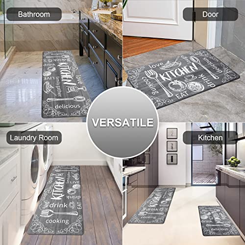HEBE Kitchen Mats for Floor Set of 2 Thick Anti Fatigue Mat for Cushioned, Waterproof Non-Slip Rugs Comfort Standing Chef Mat for Kitchen Sink, Laundry Room, Farmhouse Home Decor - Image 2