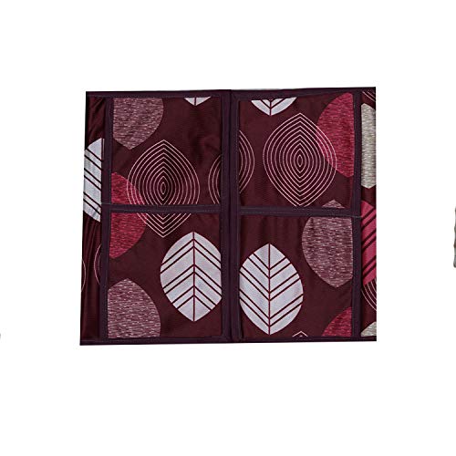 KANUSHI Industries® Microwave/Oven Top Cover with 4 Utility Pockets (VAR1-MICRO-MAROON-LONG-LEAVES) - Image 4
