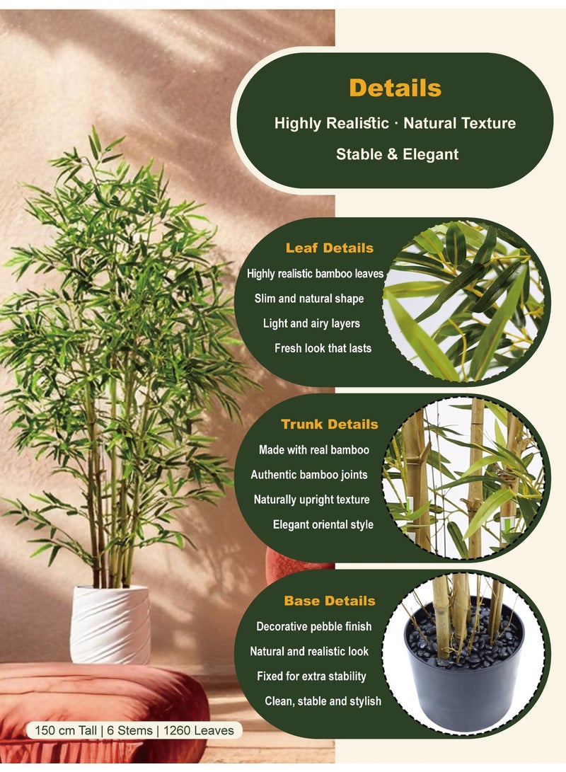 High-Quality Artificial Bamboo Tree (150cm) with Decorative Cement Planter – Balanced Space and Natural Presence - Image 5