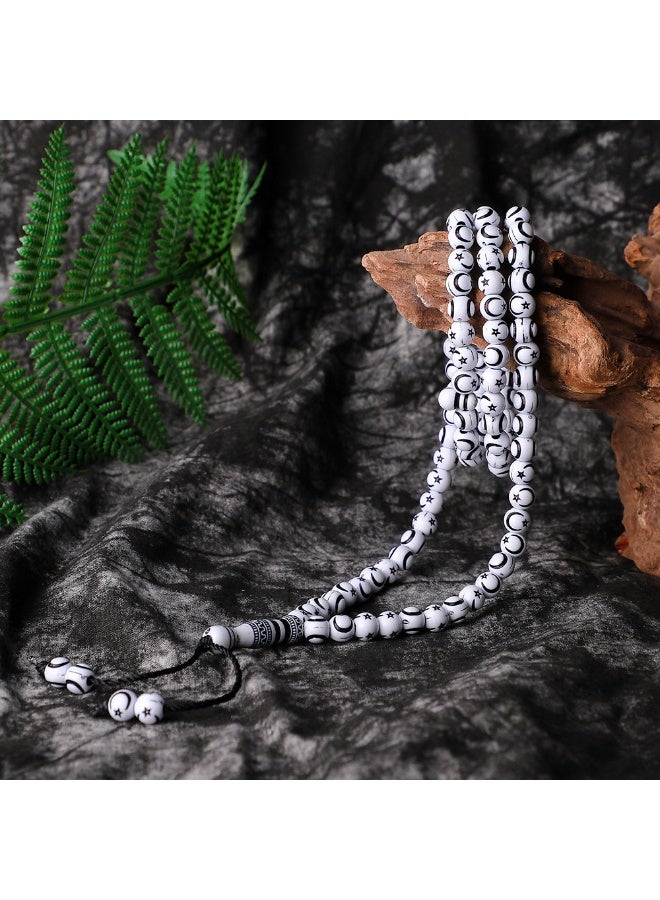 NIBEMINENT 99 Muslim Prayer Beads White/6mm