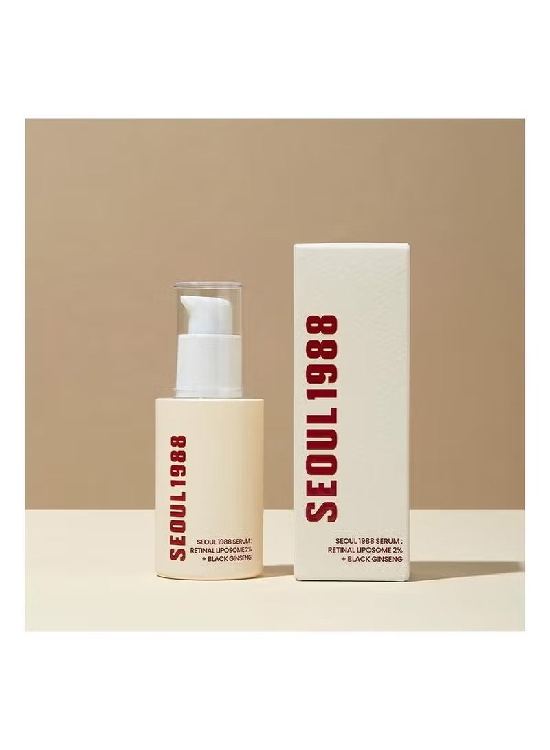 Dougez 1988 Serum : Retinal Liposome 2% + Black Ginseng, 30ml/1.01fl.oz | 58% Black Ginseng Extract with Retinal, Bakuchiol, Vitamin C & 3 Peptides for Wrinkle Care | Korean Skincare - Image 1