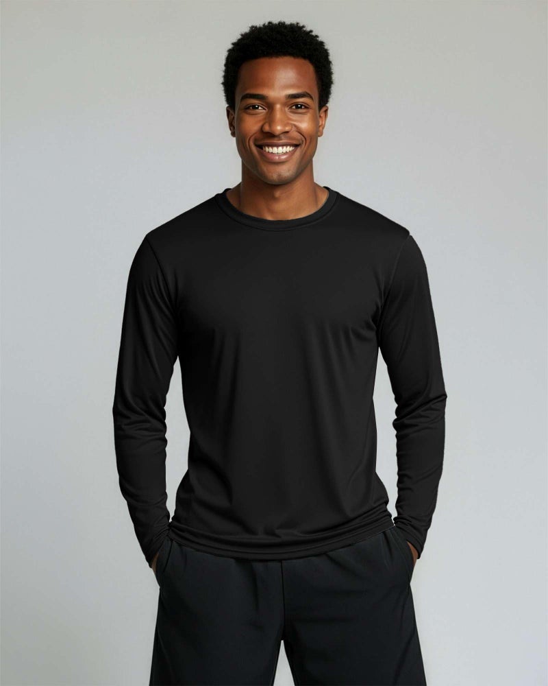 REALESSENTIALS Real Essentials 4 Pack: Mens Long Sleeve Dry Fit T Shirts Hiking Fishing Workout Gym Work Sun UPF 50 Wicking Running Tee, Set 8, Medium - Image 2