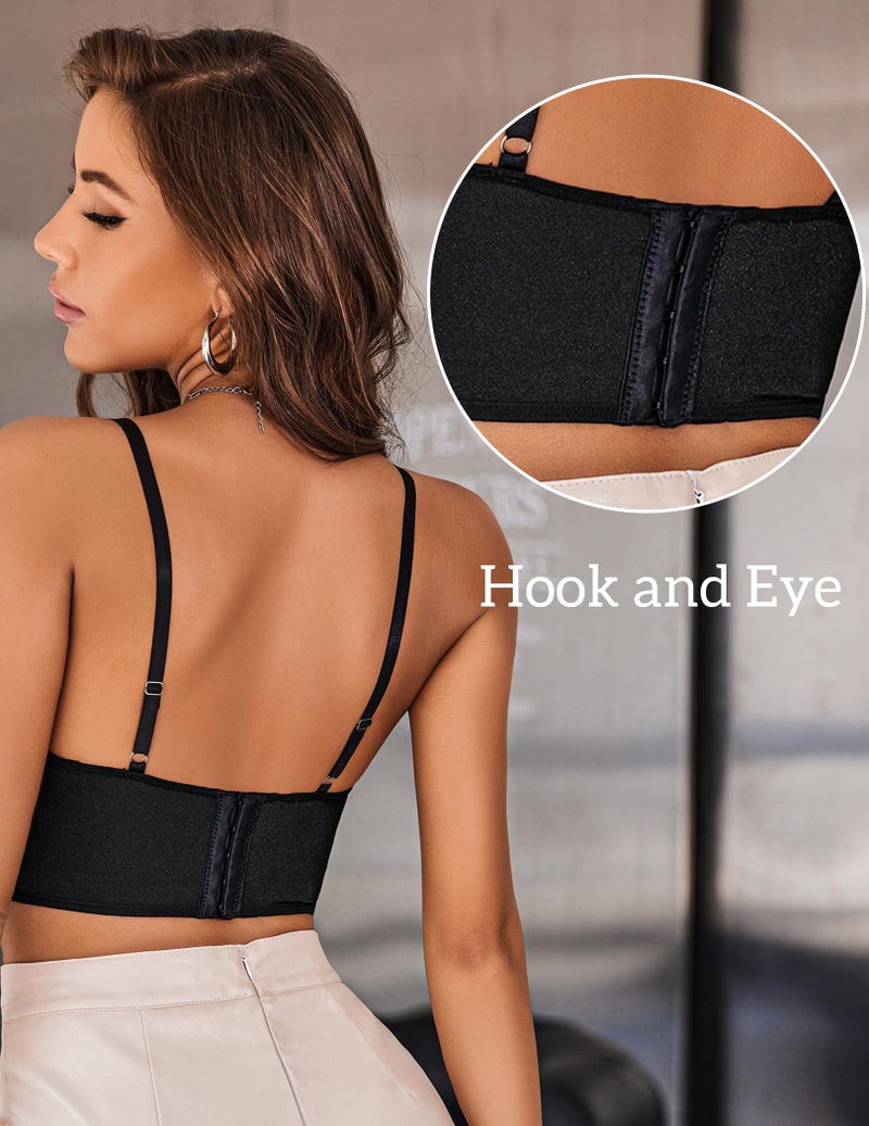 Avidlove Camisole for Women Floral Lace Bralette Backless Tank Tops (Black Medium) - Image 2