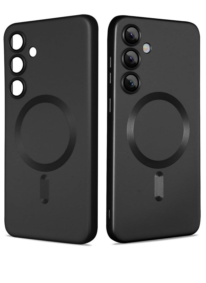Generic - Slim Soft Silicone Matte Case with Camera Lens Protector With Stable Magnetic Shockproof For Samsung Galaxy S23 Fe (Black) - Image 1