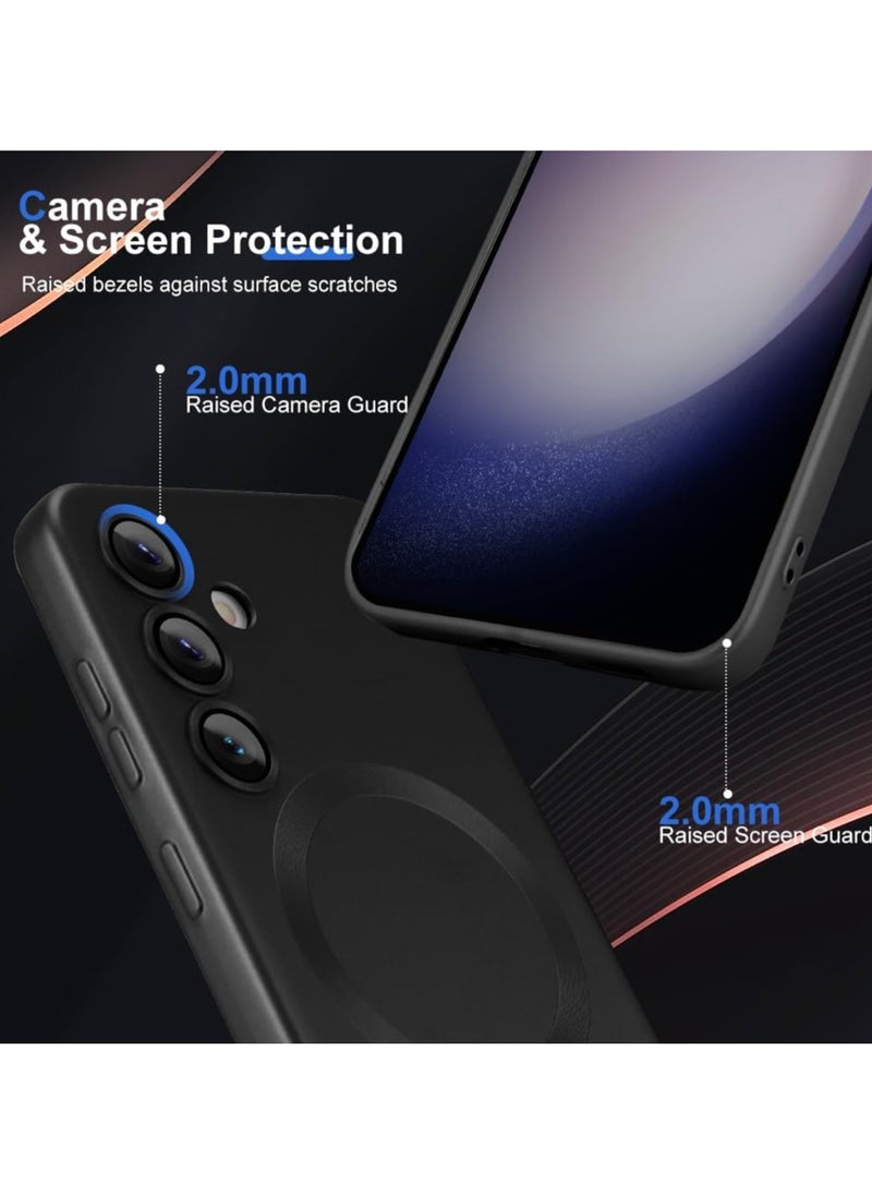 Generic - Slim Soft Silicone Matte Case with Camera Lens Protector With Stable Magnetic Shockproof For Samsung Galaxy S23 Fe (Black) - Image 1