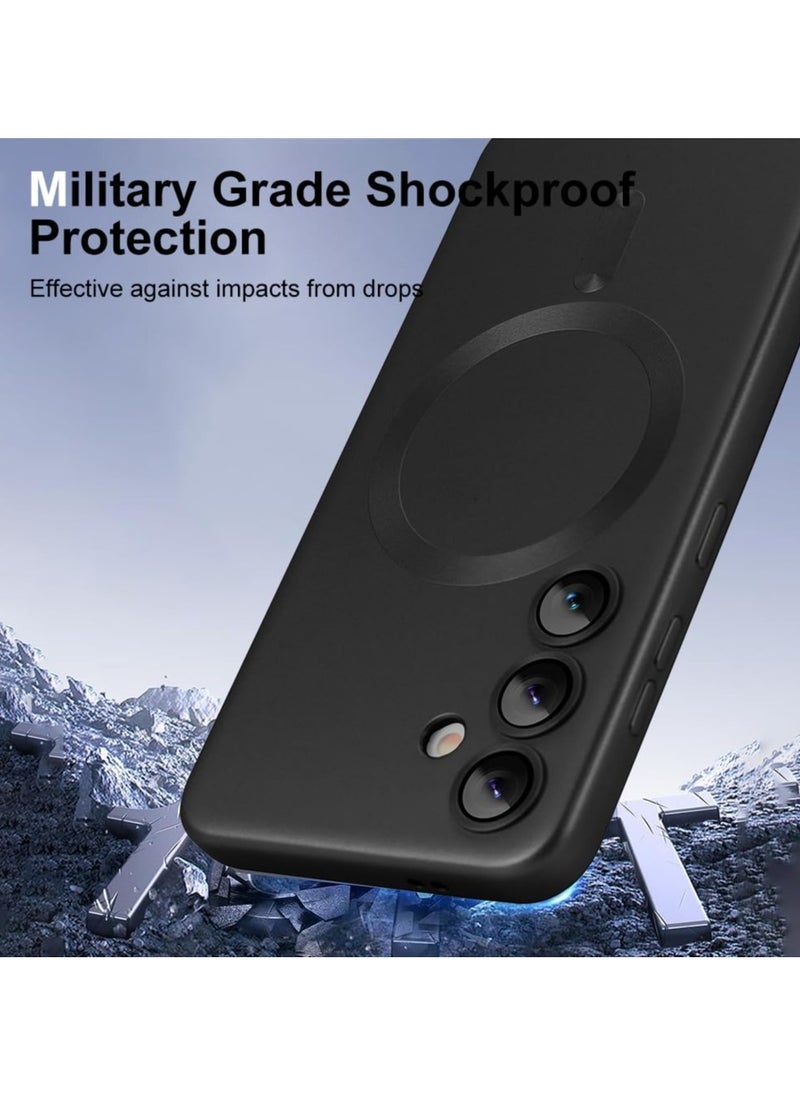 Generic - Slim Soft Silicone Matte Case with Camera Lens Protector With Stable Magnetic Shockproof For Samsung Galaxy S23 Fe (Black) - Image 1