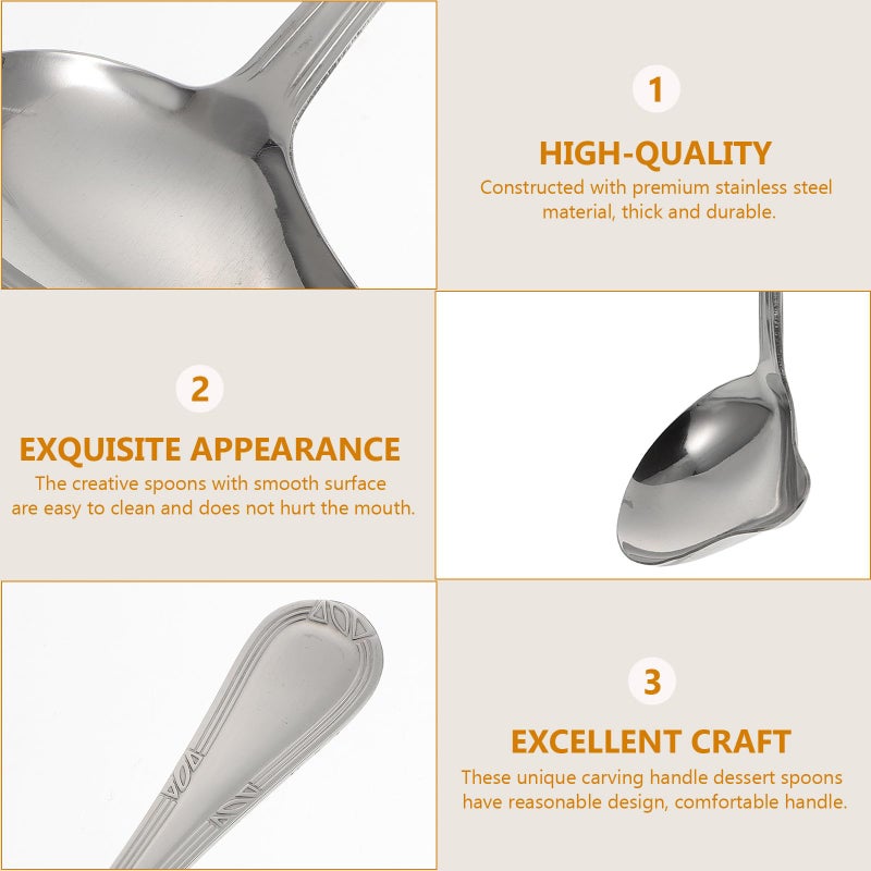 Stainless Steel Duckbill Soup Spoons 2pcs Patterned Handle For Hot Pot Sauce And Dining - Image 4