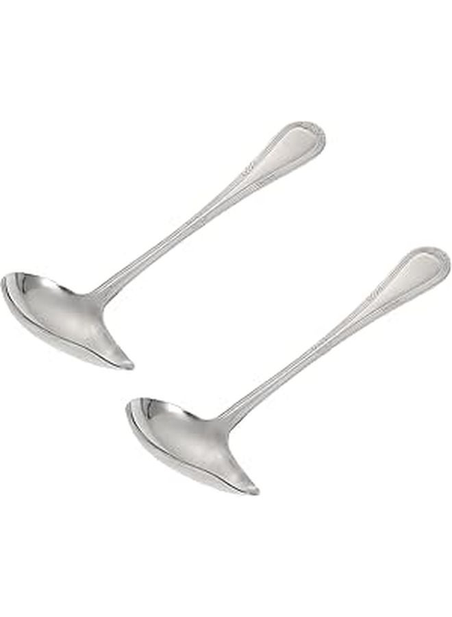 Stainless Steel Duckbill Soup Spoons 2pcs Patterned Handle For Hot Pot Sauce And Dining - Image 1