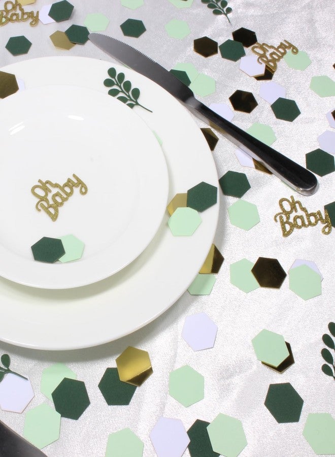 Blopee Baby Shower Confetti, 440 pcs Sage Green Baby Shower Decorations, Gold Oh Baby Confetti and Green Sage Confetti for Baby Shower Table Decor - Image 4