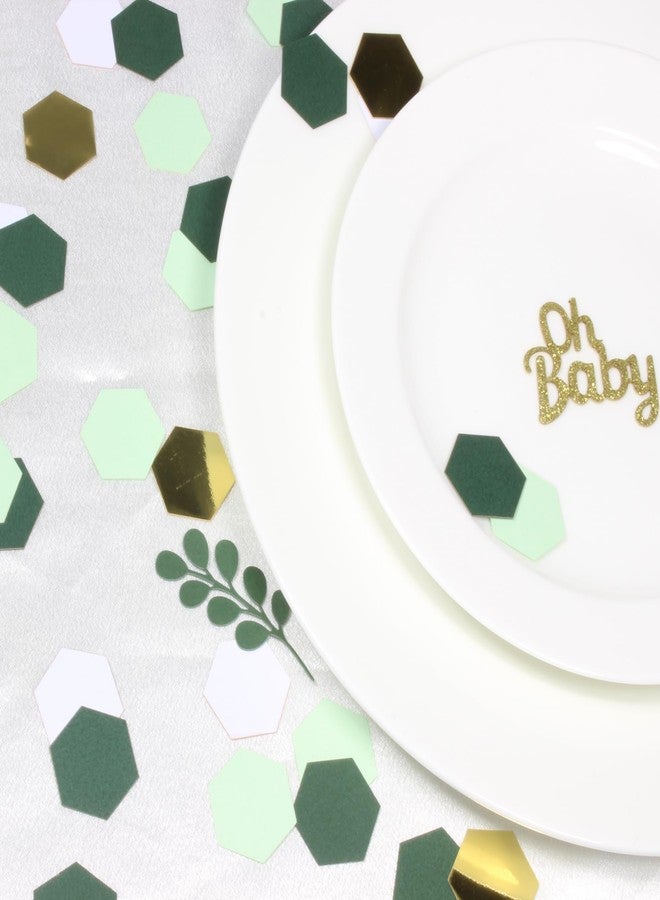 Blopee Baby Shower Confetti, 440 pcs Sage Green Baby Shower Decorations, Gold Oh Baby Confetti and Green Sage Confetti for Baby Shower Table Decor - Image 3