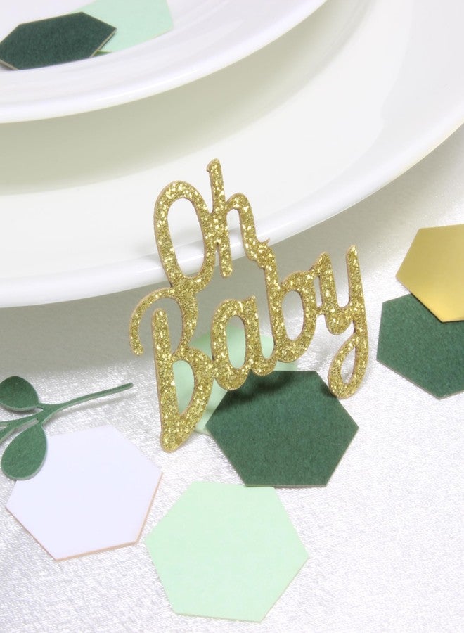 Blopee Baby Shower Confetti, 440 pcs Sage Green Baby Shower Decorations, Gold Oh Baby Confetti and Green Sage Confetti for Baby Shower Table Decor - Image 5