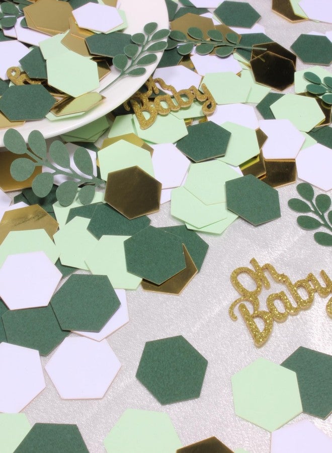 Blopee Baby Shower Confetti, 440 pcs Sage Green Baby Shower Decorations, Gold Oh Baby Confetti and Green Sage Confetti for Baby Shower Table Decor - Image 2