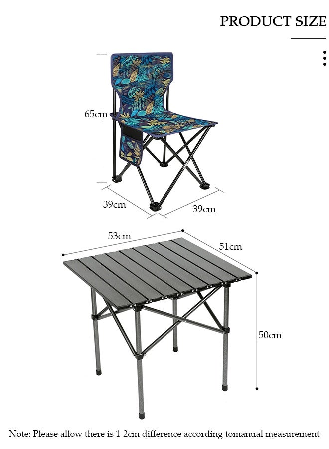 DUNISO طاولة وكراسي قابلة للطي للتخييم في الهواء الطلق، 5 قطع، خفيفة الوزن، طاولة ألومنيوم قابلة للطي مع حقيبة حمل مريحة، مناسبة للاستخدام الداخلي والخارجي، التخييم، الحفلات، النزهات (1*طاولة و4*كراسي) - Image 2
