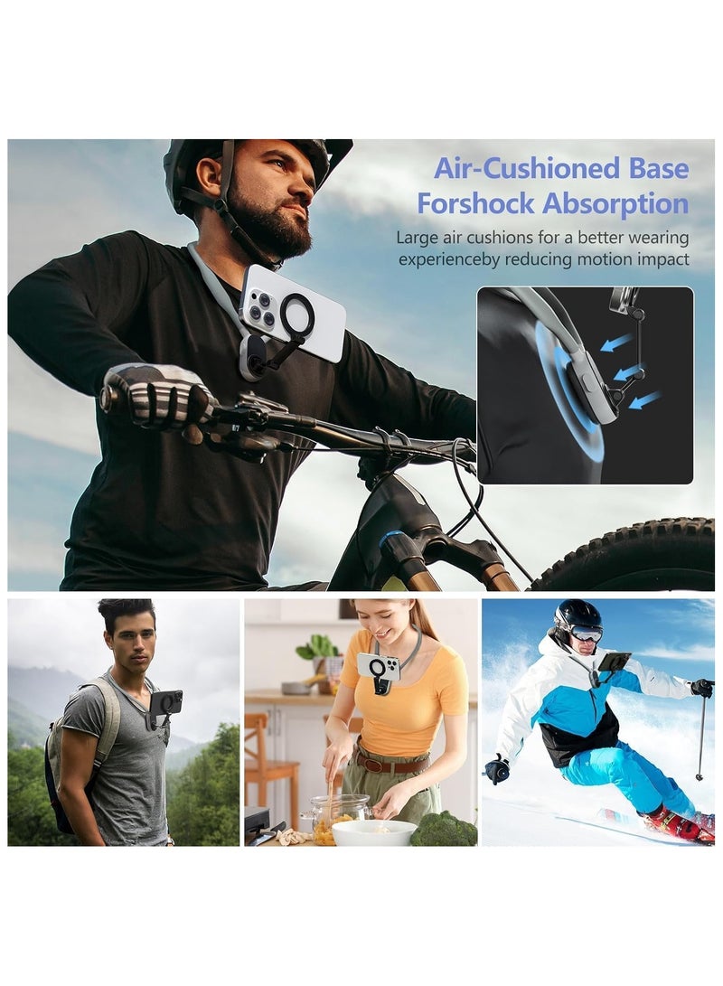 Raxoom Magnetic Neck Mount for Phones, Neck Cell Phone Holder, POV/Vlog Selfie Mount, Hand Free Phone Neck Holder, Chest Stand Strap Video Recording for iPhone/Android Phones - Image 3