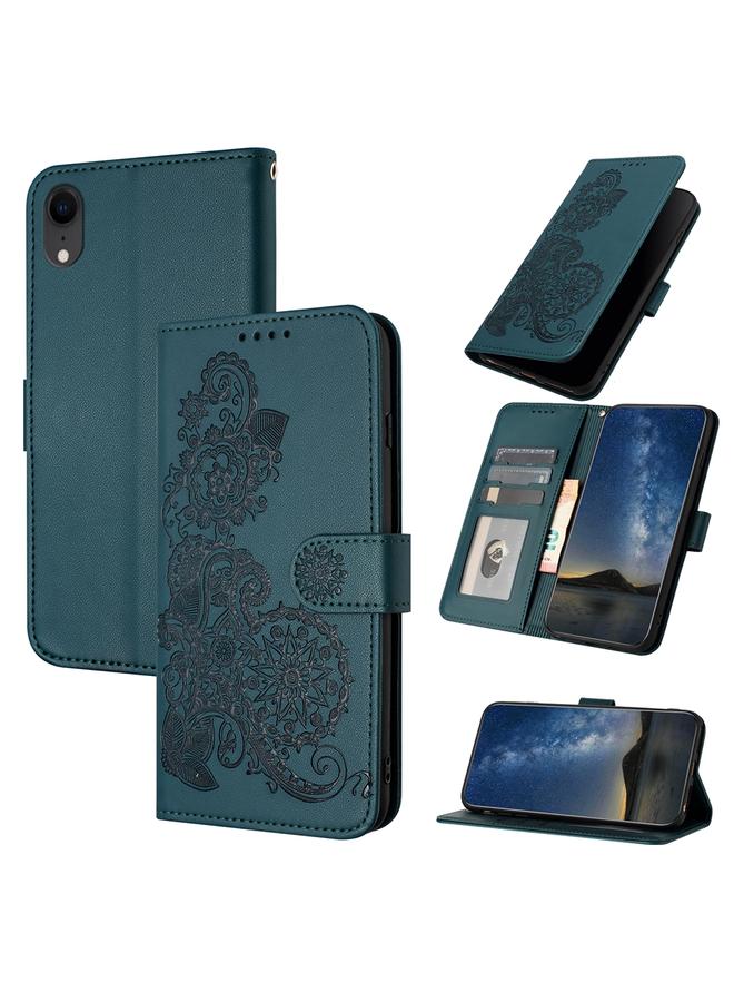 اس-توب جراب هاتف iPhone XR من الجلد المنقوش بزهرة الداتورة - Image 1