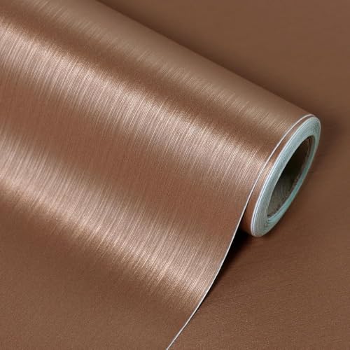 ELTON Metallic Textured Peel and Stick Wallpaper, Waterproof Removable Self-Adhesive Vinyl, for Bedroom Kitchen Cabinets (Rose Gold, 1.33 x 5 feet) - Image 1