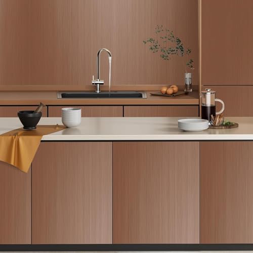 ELTON Metallic Textured Peel and Stick Wallpaper, Waterproof Removable Self-Adhesive Vinyl, for Bedroom Kitchen Cabinets (Rose Gold, 1.33 x 5 feet) - Image 2