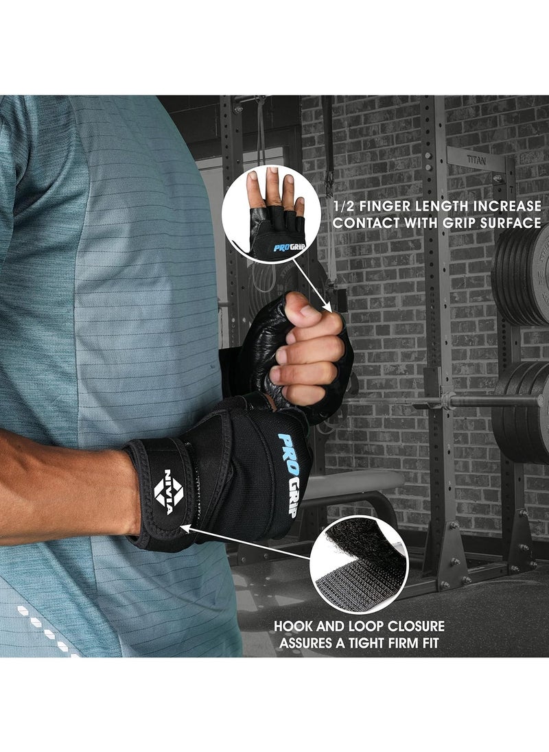 Nivia Pro Grip 1/2 Finger Weight Lifting Gym Gloves | Size: Medium | Material: Micro Fiber Sued | Exercise and Fitness | Leatherette Palm  - Image 3