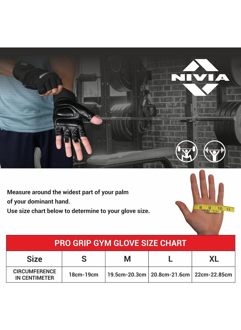 Pro Grip 1/2 Finger Weight Lifting Gym Gloves | Size: Medium | Material: Micro Fiber Sued | Exercise and Fitness | Leatherette Palm