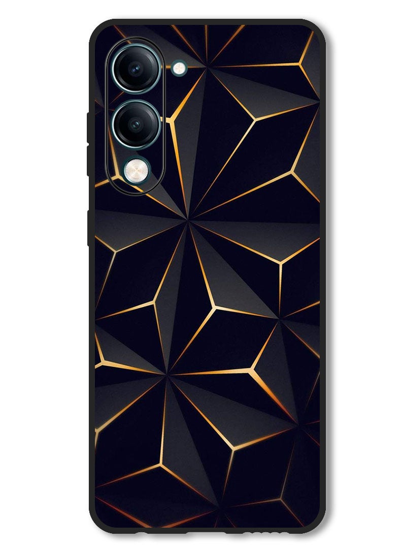 Theodor Case Compatible with Vivo Y29s Protection Shockproof Bumper Cover Black Gold Patter - Image 1