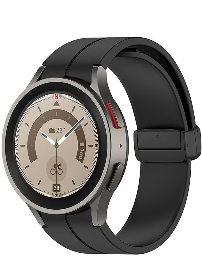 هابي دي لساعة سامسونج جالاكسي ووتش 7 6 5 4 FE مقاس 40مم 44مم 45مم / جالاكسي ووتش 6 4 كلاسيك مقاس 43مم 47مم 42مم 46مم، حزام سيليكون 20مم مع إبزيم مغناطيسي - أسود - Image 1