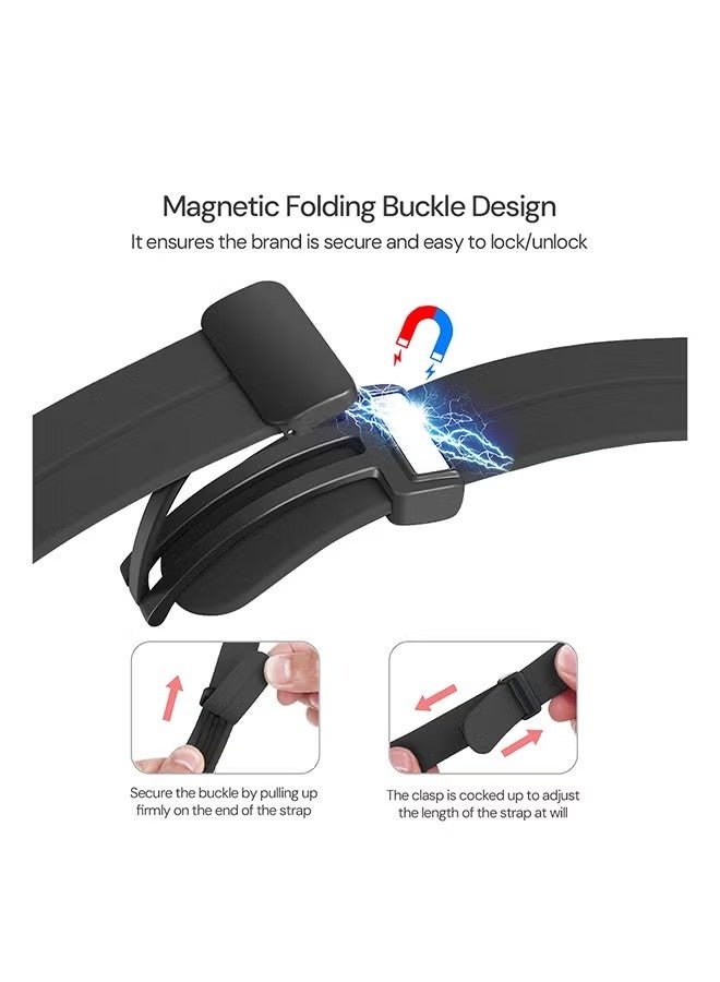 هابي دي لساعة سامسونج جالاكسي ووتش 7 6 5 4 FE مقاس 40مم 44مم 45مم / جالاكسي ووتش 6 4 كلاسيك مقاس 43مم 47مم 42مم 46مم، حزام سيليكون 20مم مع إبزيم مغناطيسي - أسود - Image 5