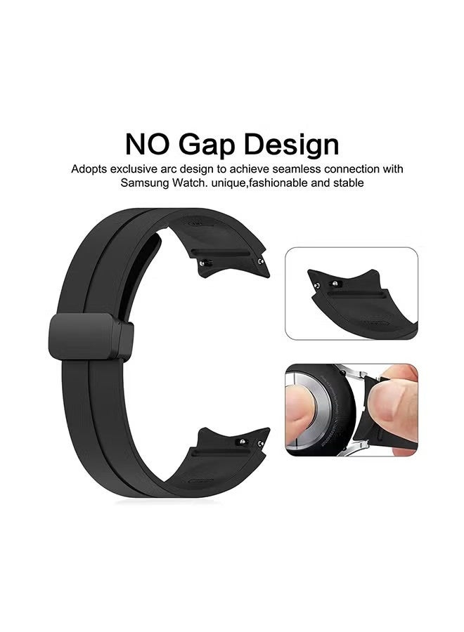 هابي دي لساعة سامسونج جالاكسي ووتش 7 6 5 4 FE مقاس 40مم 44مم 45مم / جالاكسي ووتش 6 4 كلاسيك مقاس 43مم 47مم 42مم 46مم، حزام سيليكون 20مم مع إبزيم مغناطيسي - أسود - Image 4