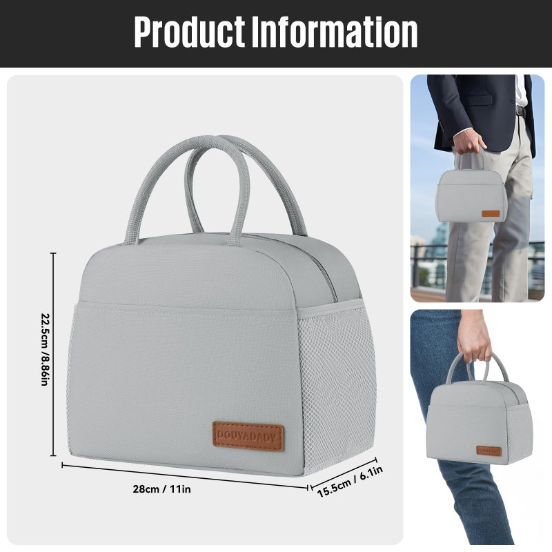 douyadady Lunch Bag Women/Men Lunch Box Women/Men (grey) - Image 2
