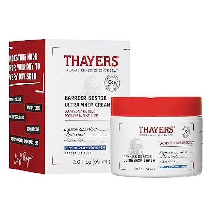 THAYERS Barrier Bestie Ultra Whip Face Cream, Moisturizer with Sugarcane Squalane and Ceramides, Skin Care for Dry to Very Dry Skin, 2.0 Oz - Image 1
