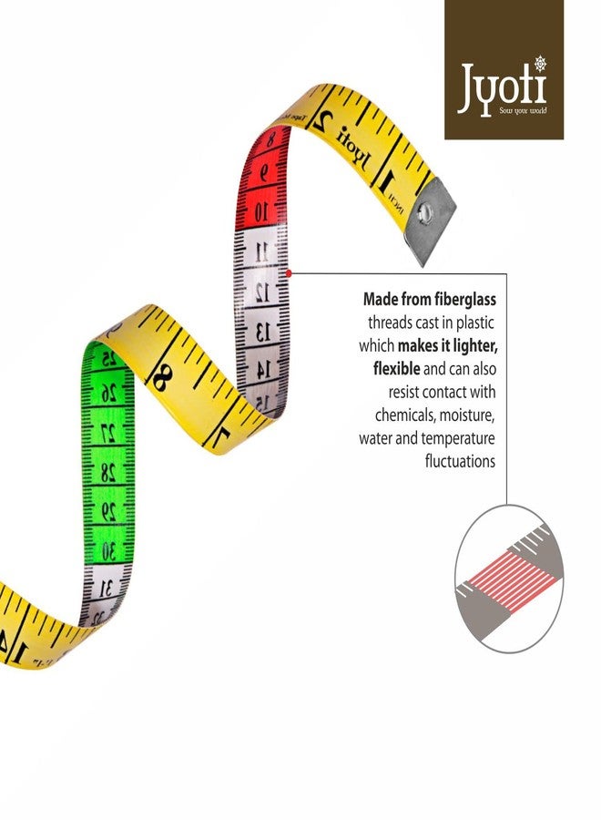 Jyoti 36729 Tape Measure for Body Measurement, Sewing Dressmaking Ruler, Durable Soft Flexible Inch Tape for Measurement, Length 60 Inches / 150cm - Width 20mm - Pack of 3 Pieces - Image 2