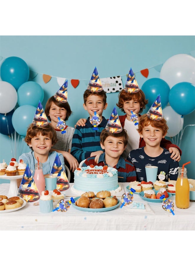 ILovhaprty Sonic Themed Party Supplies Set, 18 Pcs Sonic Party Favors Include 6 Party Hats, 6 Party Blowers and 6 Paper Glasses for Sonic Birthday Party Decoration Supplies - Image 4