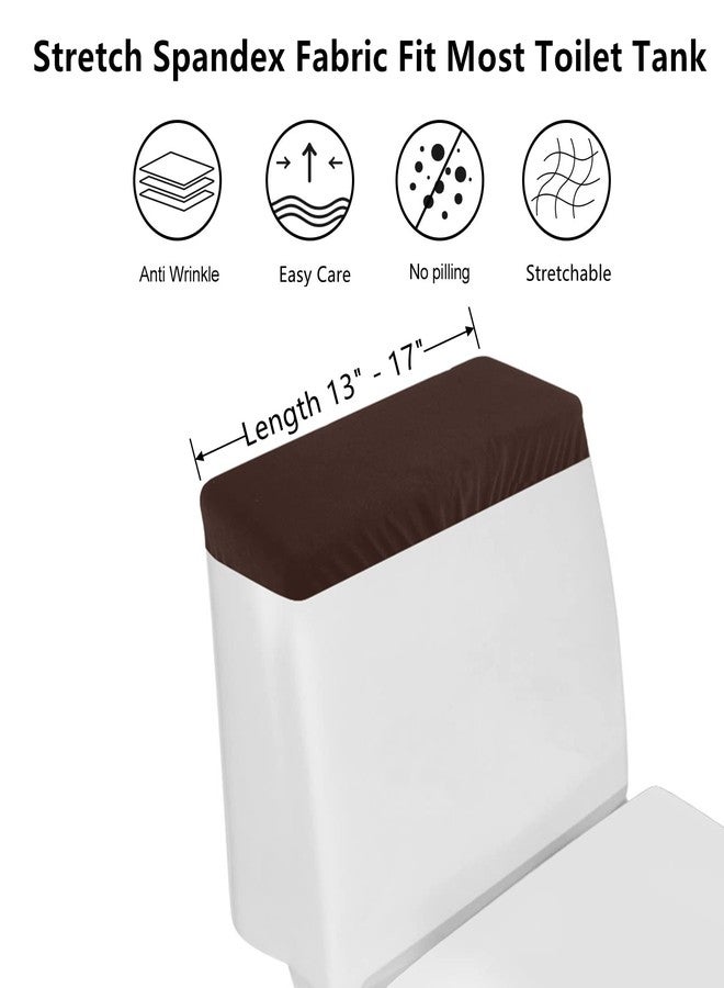 AZHCHKE Toilet Tank Lid Cover, Bathroom Stretch Washable Spandex Toilet Tank Protector Cover with Elastic Bottom, Coffee - Image 2