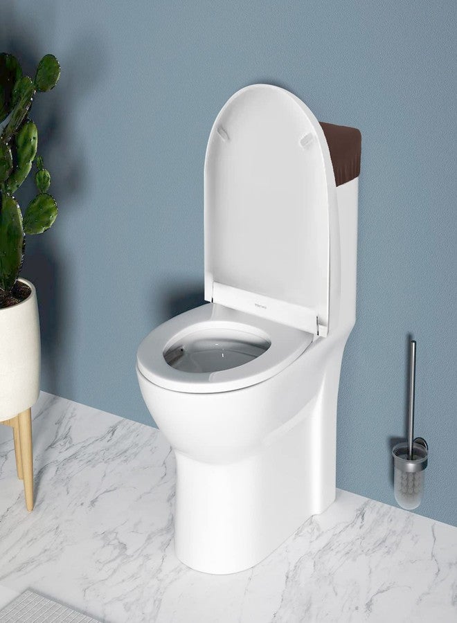 AZHCHKE Toilet Tank Lid Cover, Bathroom Stretch Washable Spandex Toilet Tank Protector Cover with Elastic Bottom, Coffee - Image 4