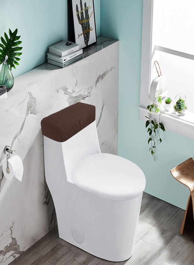 AZHCHKE Toilet Tank Lid Cover, Bathroom Stretch Washable Spandex Toilet Tank Protector Cover with Elastic Bottom, Coffee - Image 3