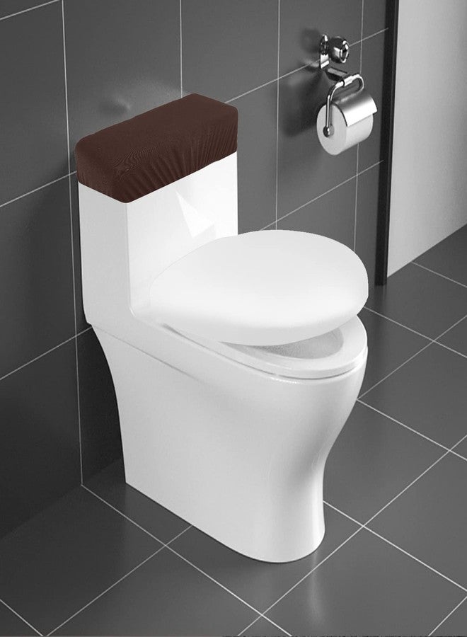 AZHCHKE Toilet Tank Lid Cover, Bathroom Stretch Washable Spandex Toilet Tank Protector Cover with Elastic Bottom, Coffee - Image 1
