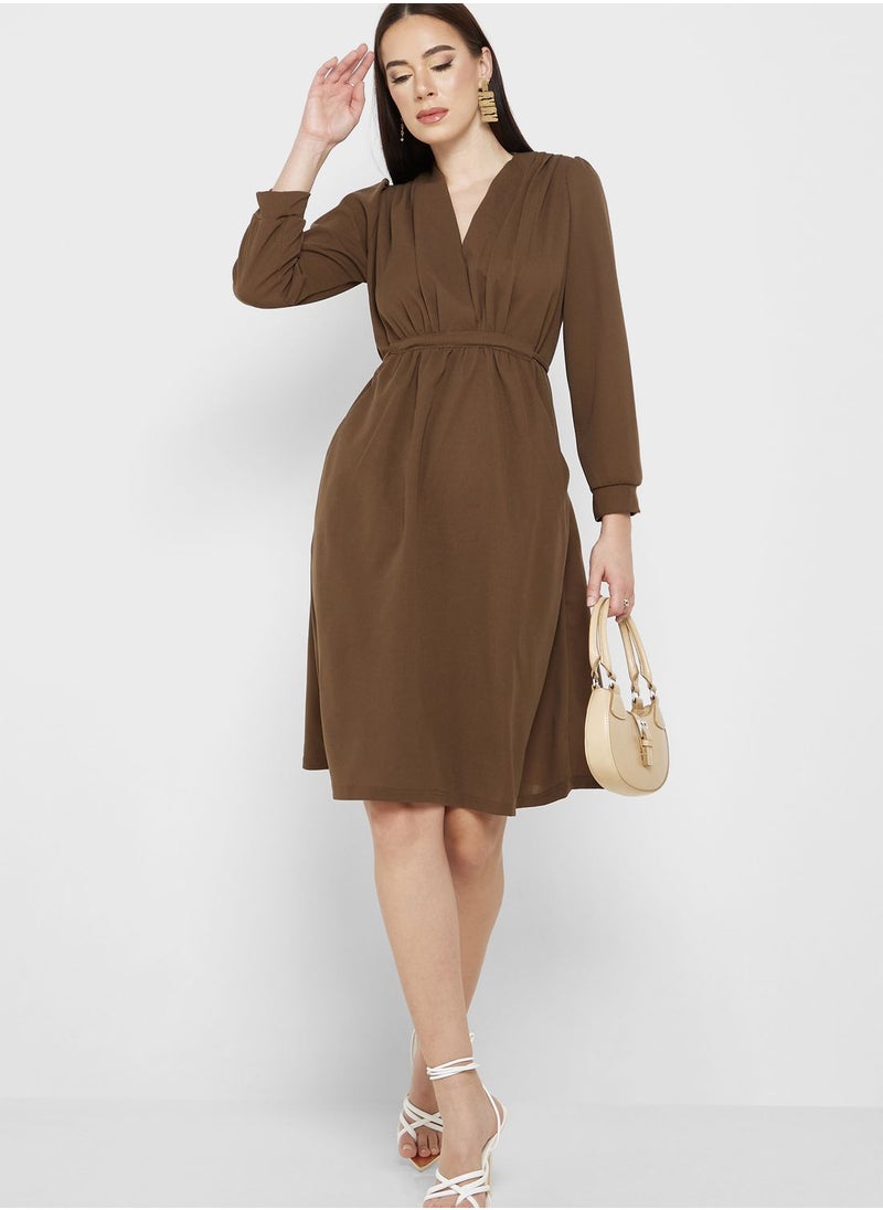 ELLA - Ruched Detail A-Line Dress - Image 1