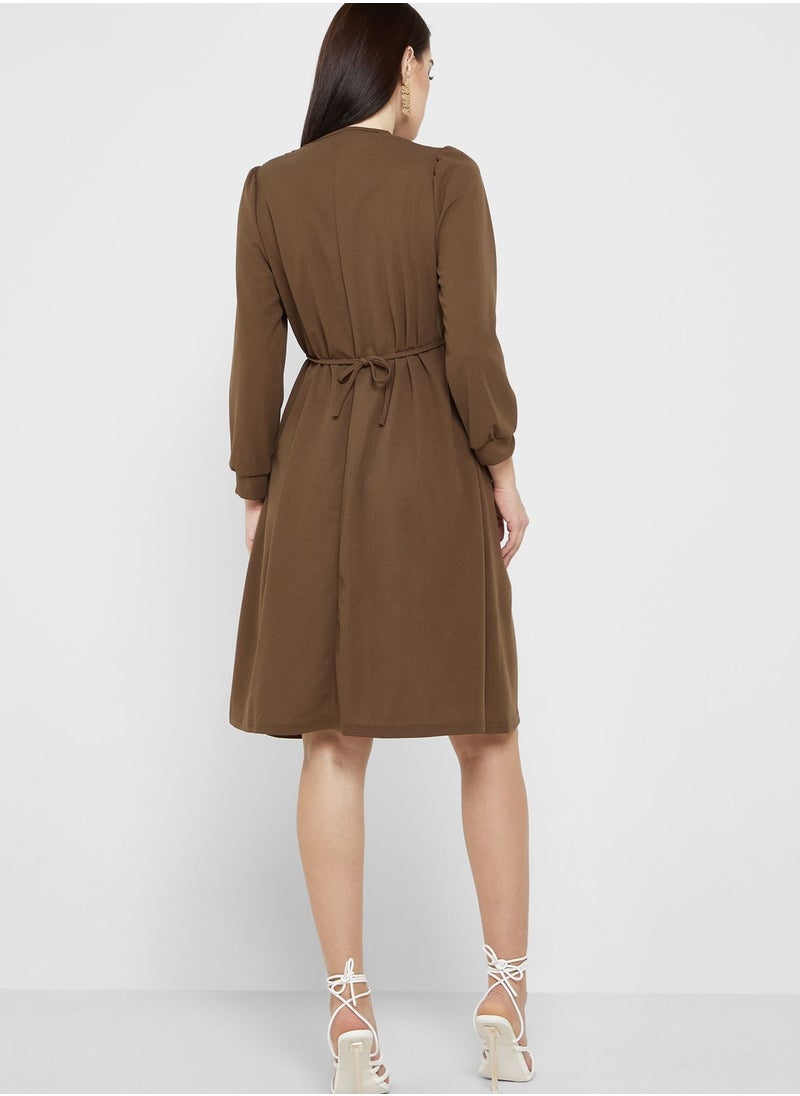 ELLA - Ruched Detail A-Line Dress - Image 1