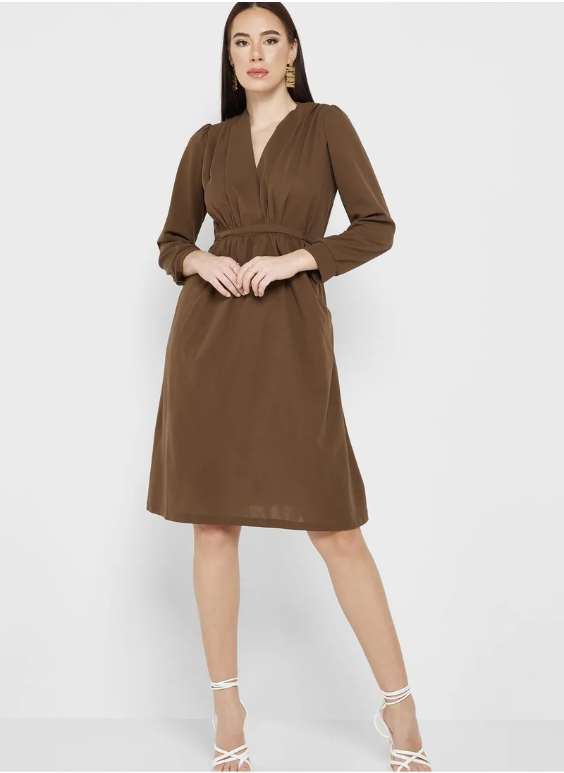 ELLA Ruched Detail A-Line Dress