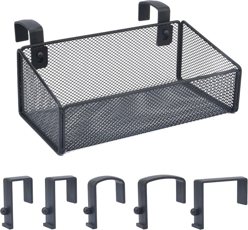 MATIMASU Bedside Caddy Hanging Storage Basket Beside Shelf Metal Organizer for Collage Dorm Bunk Bed,Hospital Bed,Baby Bed - Bedroom Essentials for Magazine,Remote Control,Phone,Drinks (Black) - Image 1