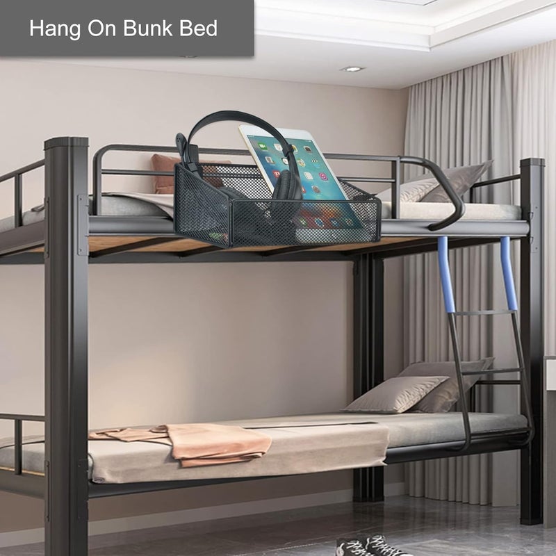 MATIMASU Bedside Caddy Hanging Storage Basket Beside Shelf Metal Organizer for Collage Dorm Bunk Bed,Hospital Bed,Baby Bed - Bedroom Essentials for Magazine,Remote Control,Phone,Drinks (Black) - Image 5