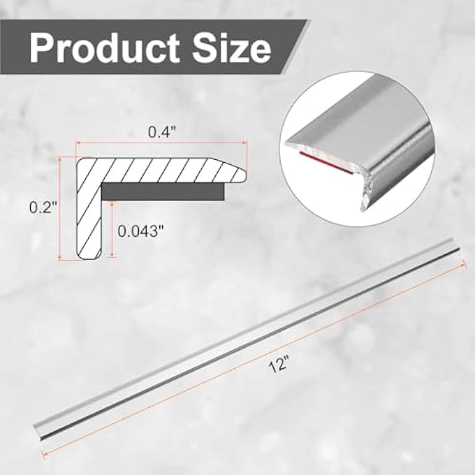 10PCS TILE EDGE TRIM 12" X 0.4" PEEL AND STICK BACKSPLASH TRIM ALUMINUM ALLOY SELF ADHESIVE L-SHAPE OUTSIDE CORNER STRIP FOR KITCHEN TAILGATES MIRROR FRAME FURNITURE, MATTE GRAY - Image 2