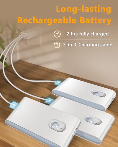 WILLED Rechargeable Night Lights, Warm White Motion Sensor Night Lights, Wireless Stair Lights Indoor for Stairway, Hallway, Kitchen, Closet, Cabinet, Bedroom, Kids' Room(8-Pack) - Image 4