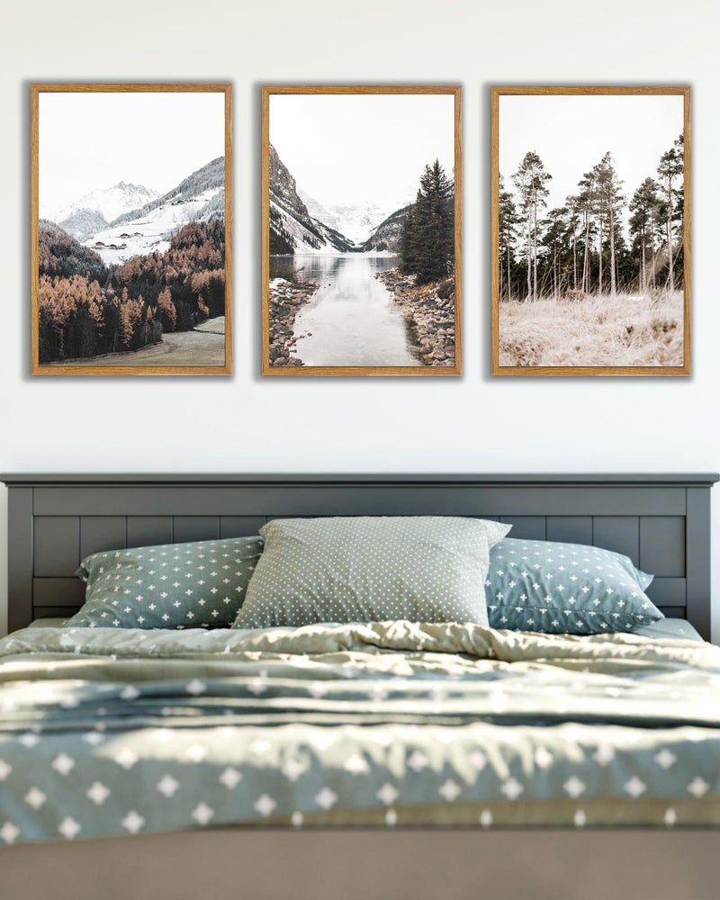 UPWOIGH Large Framed Canvas Wall Art, Set of 3 Pine Trees, 16x24 in Minimalist Cotton Posters, Mountain Landscape Photography, Modern Botanical Aesthetic for Living Room, Bedroom, Office - Image 4