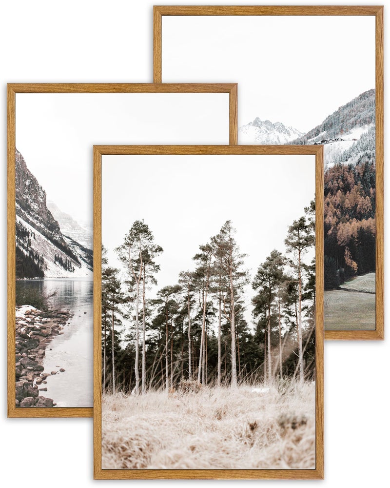 UPWOIGH Large Framed Canvas Wall Art, Set of 3 Pine Trees, 16x24 in Minimalist Cotton Posters, Mountain Landscape Photography, Modern Botanical Aesthetic for Living Room, Bedroom, Office - Image 1