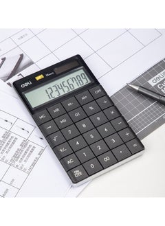 Deli Deli E1589P Desktop Calculator | 12 Digits | Solar & LR44 Battery Powered | Black | Compact Design for Office & School Use (1PCS/Color Box)  - Image 2