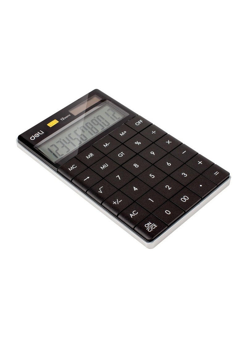 Deli Deli E1589P Desktop Calculator | 12 Digits | Solar & LR44 Battery Powered | Black | Compact Design for Office & School Use (1PCS/Color Box)  - Image 3
