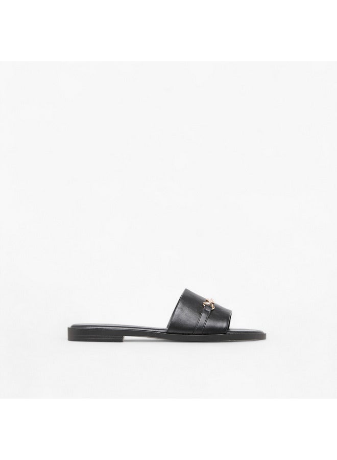 Flora Bella By Shoexpress Women Metal Accent Slip-On Flat Sandals - Image 3