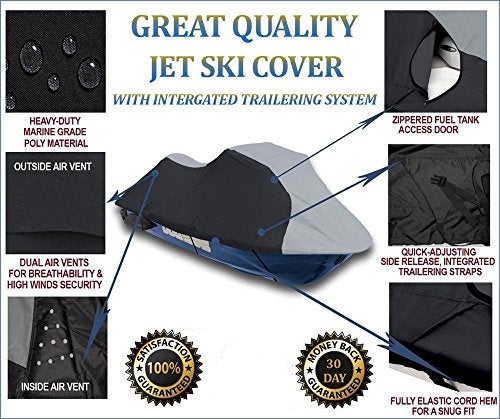 SBU Jet Ski Personal Watercraft Cover Compatible for Yamaha Wave Runner FX Cruiser 2002 2003 2003 2004 2005 2006 2007 2008 2009 2010 Jetski Cover - Image 2